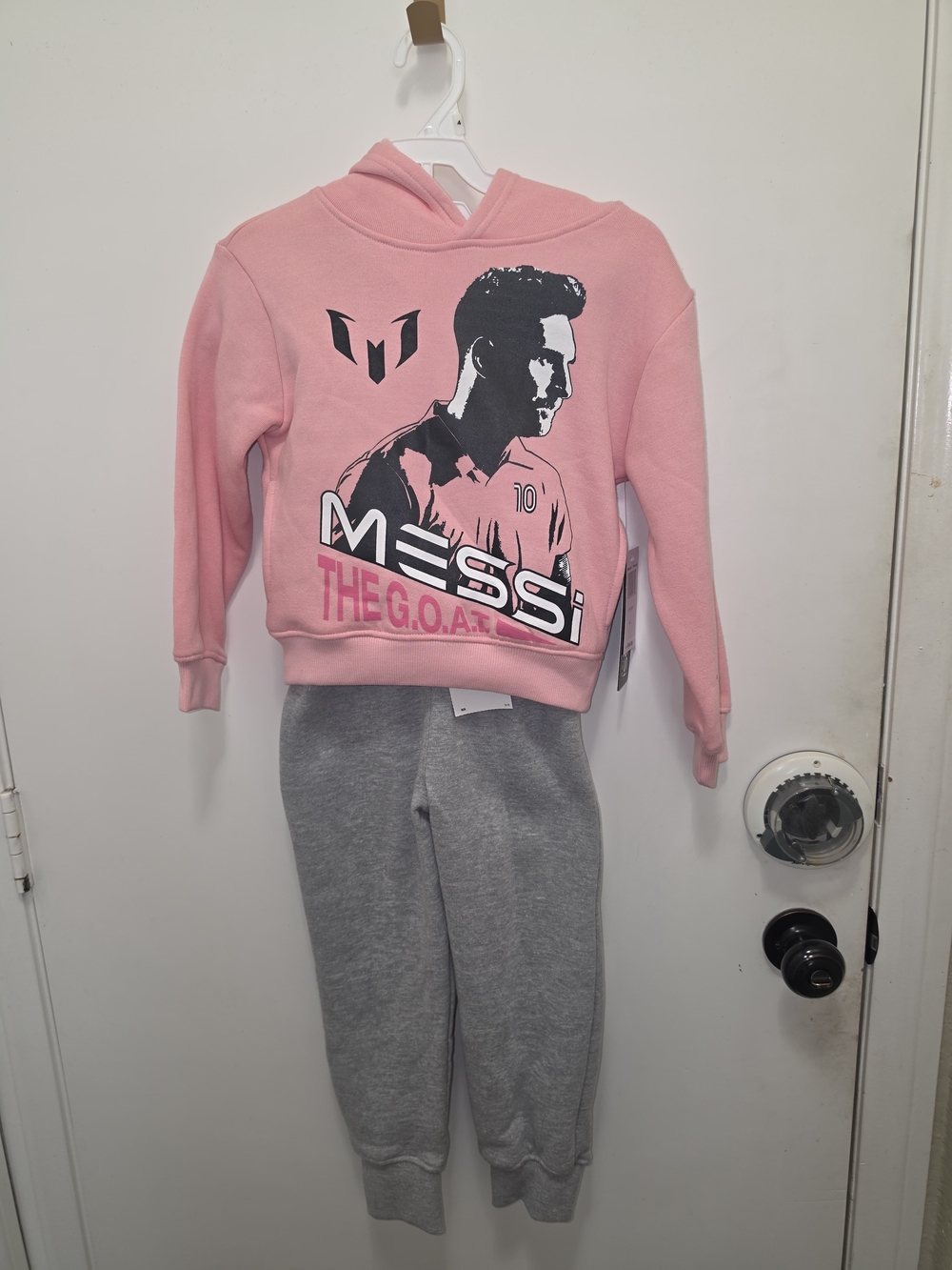 Messi Kids' Pink Hoodie and Gray Joggers 3piece Set Size 4T